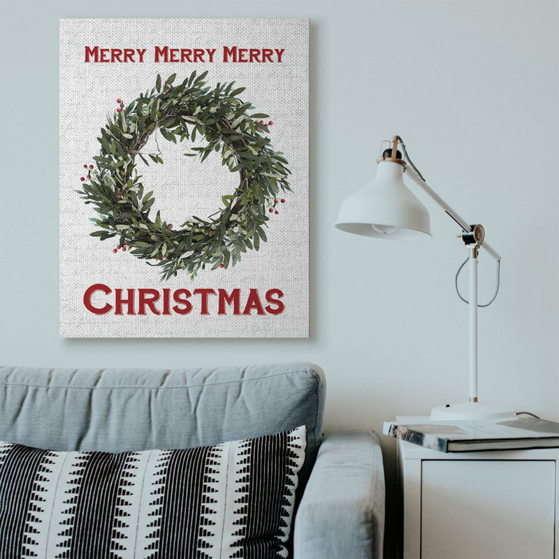 « merry christmas couronne », impression, Toile tendue, H 48 po x l 36 po