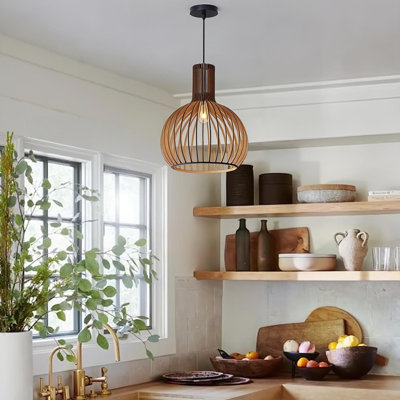 Luminaire suspendu 1 lumière bois noir
