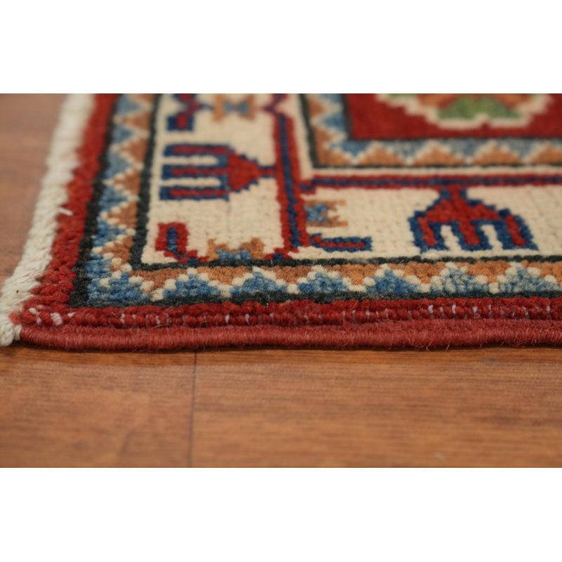 Tapis vibrant géométrique rouge Kazak Harmony 2x3