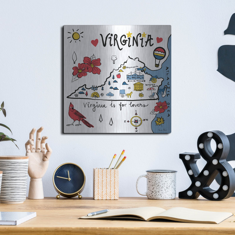  «Virginia» par Farida Zaman, art mural en métal, 12 po x 12 po, H 12 po x l 12 po