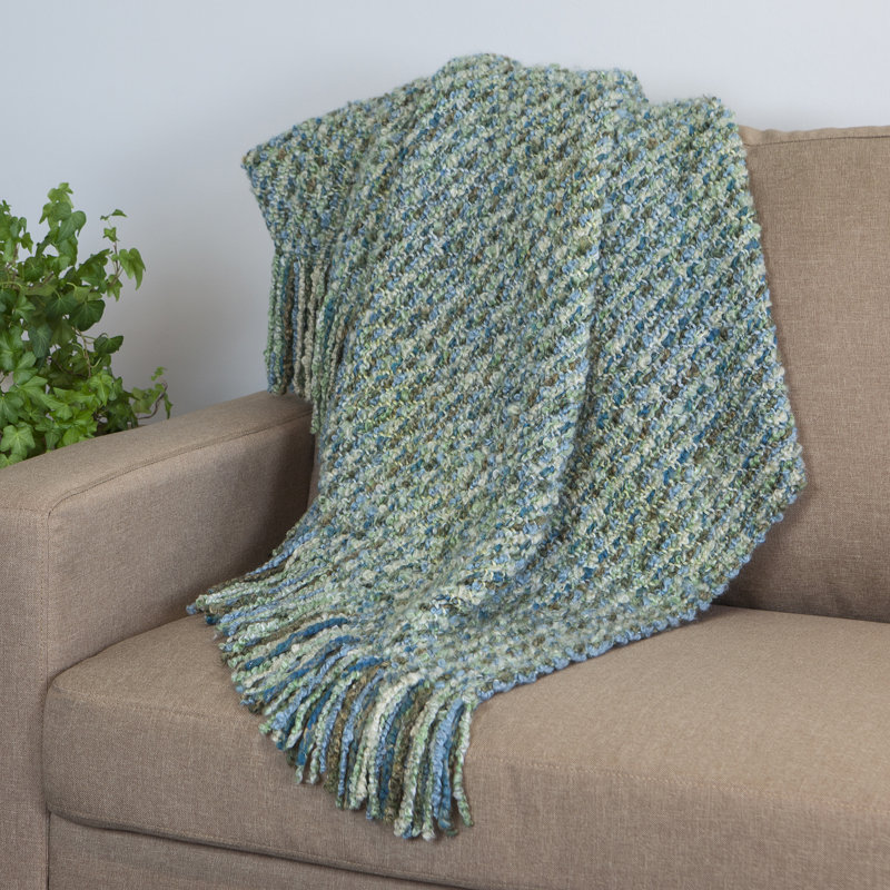 Surf Blue and Green Acrylic Reversible Throw Blanket