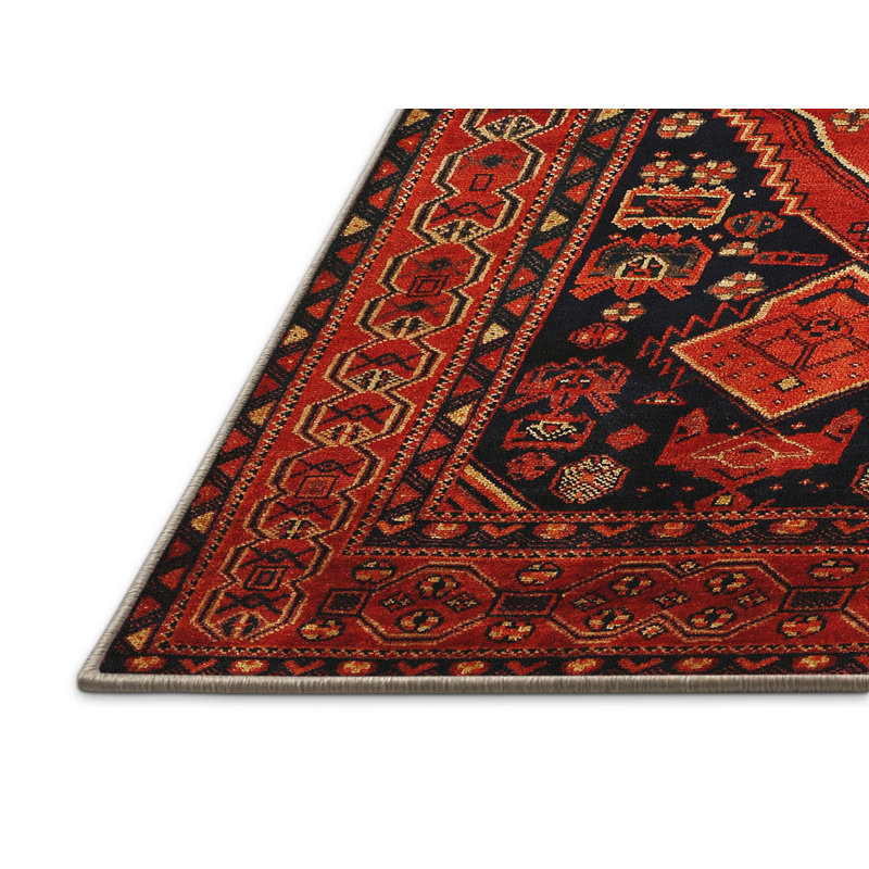 Tapis oriental rouge / noir, Rectangle 5 pi x 7 pi