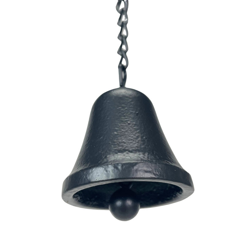 Chaîne de pluie rustique en métal noir avec 8 ours 3D et une cloche lestée, d'une largeur de 75 pouces