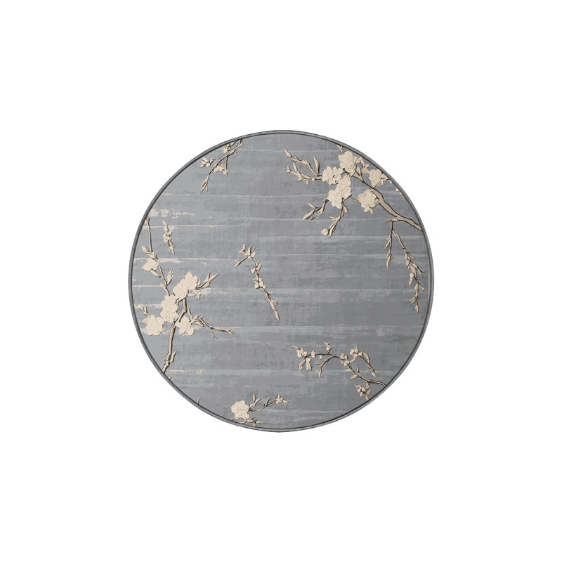 Tapis gris soyeux et moelleux, Rond 4 pi