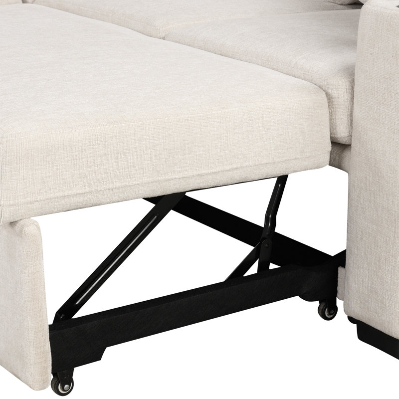 Canapé-lit modulaire convertible en U 108,7 po pour salon, beige