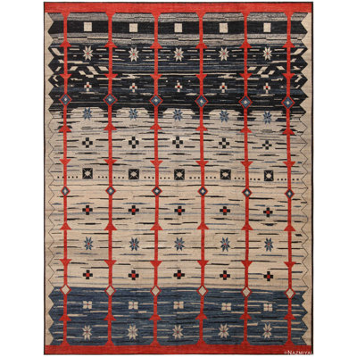 One-of-a-Kind 9'5" X 12'3" New Age Area Rug Beige/Black/Red