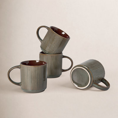 4 Pieces Stoneware Mug Set (Set of 4)