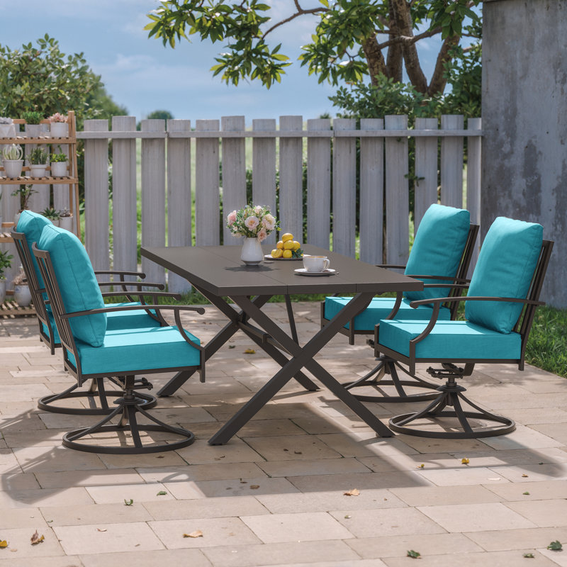Ensemble de 4 chaises de patio pour l'extérieur, Sarcelle