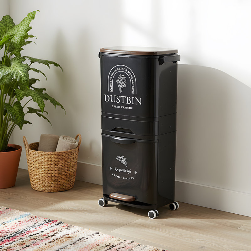 PP Manual Lift Waste Bin - 4L, Black