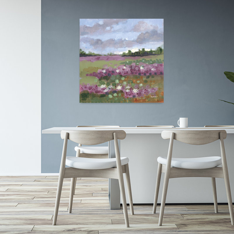 Champ de trèfles, paysage contemporain abstrait, art mural, H 32 po x l 32 po