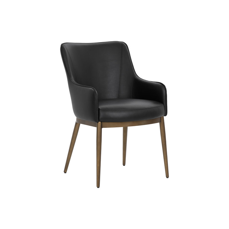 Fauteuil rembourré Beatriz 19,5'' H - Noir, Noir, Laiton antique
