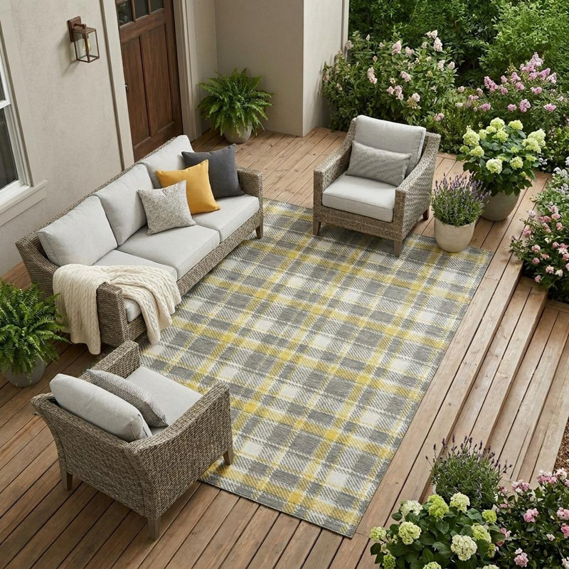 Tapis intérieur gris antidérapant lavable 9 pi x 12 pi jaune et blanc 9 pi x 12 pi