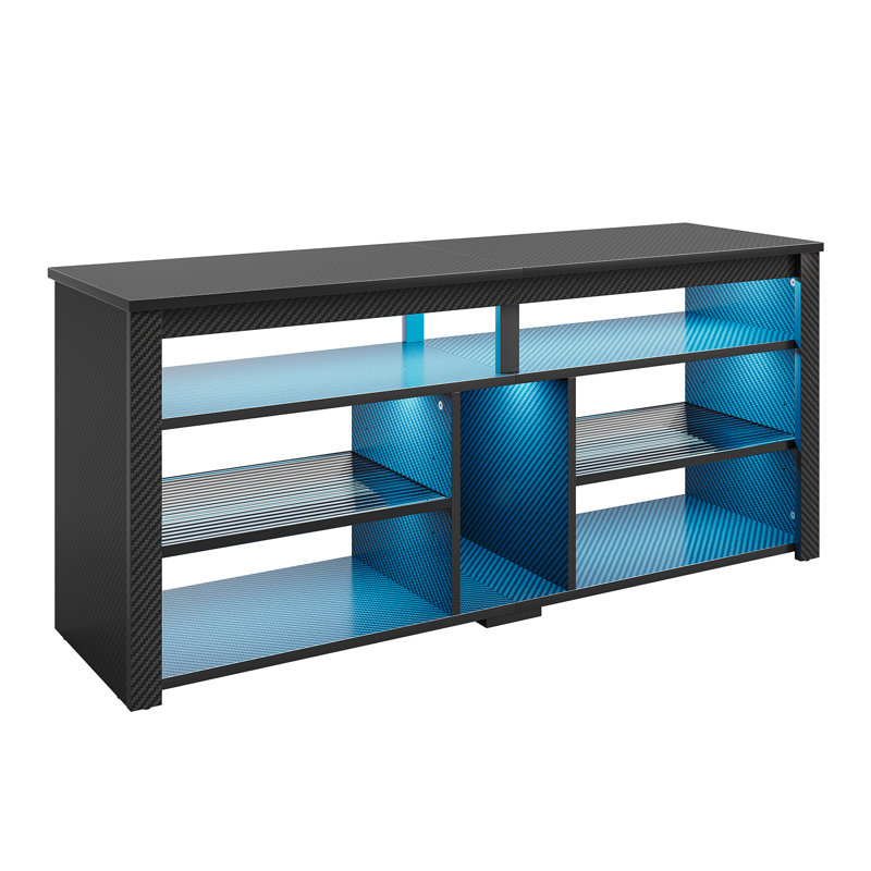 Led Tall Tv Stand, Entertainment Center For 55/60/65 Inch Tv, Gaming Tv Console With Storage For Ps4, Adjustable Shelf Modern High Tv Cabinet For Living Room Bedroom