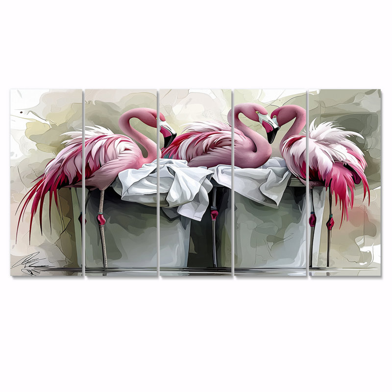Rose flamant rose pliant - ensemble de reproductions d'art mural, H 28 po x l 60 po