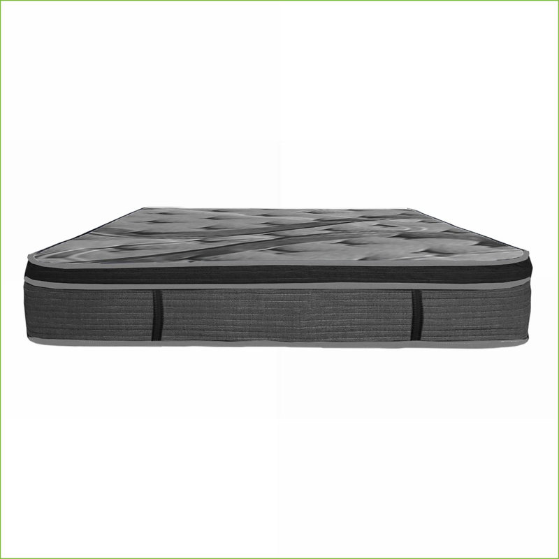 Mattresses, Queen Size 14in Euro Top Plush Memory Foam Mattress with Pocket Coils | Dark Gray | Polyester, Queen