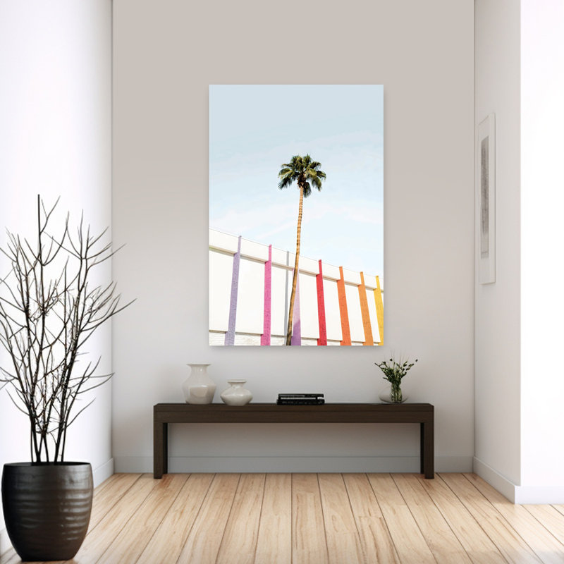 «Palm Spring Colors 2», art mural contemporain abstrait, H 60 po x l 40 po