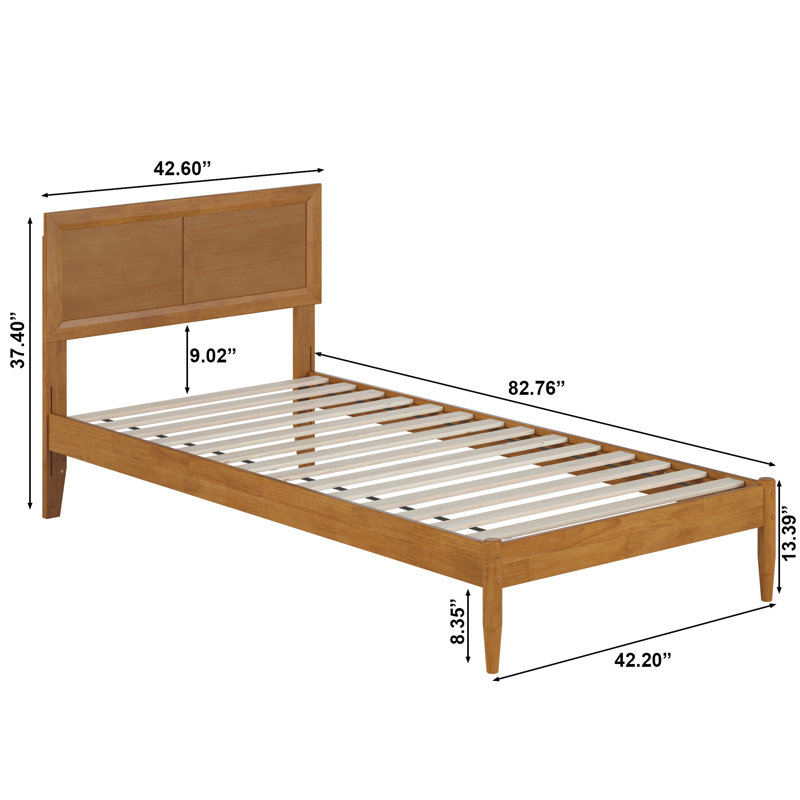 Lit plateforme avec tête de lit réglable Ellarie, Caramel clair, Très grand simple