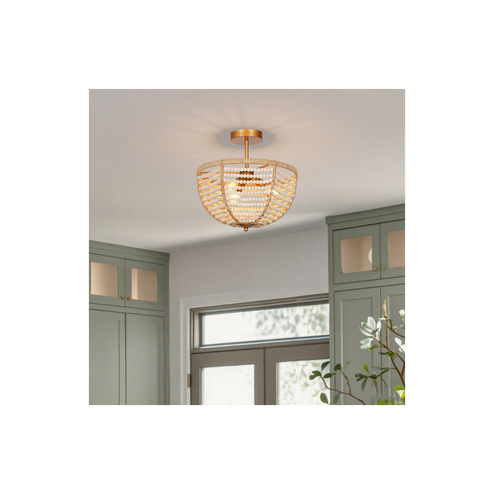 Jax 3 - Light 14'' Simple Drum Semi Flush Mount With Beaded Accents