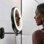 9 Inch Wall Mounted Makeup Mirror, 20X/1X Rechargeable Magnifying Mirror With Adjustable Arm, 3 Color Dimmable LED Lights