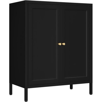 Buffet latéral à 2 portes en métal pour chambre à coucher, salon, entrée, couloir, maison, hôtel, bureau, garage, cuisine, 1 tablette amovible.