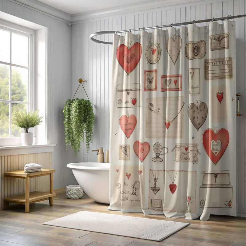 Rideau de douche Love Heart - Premium, H 74 po x l 71 po