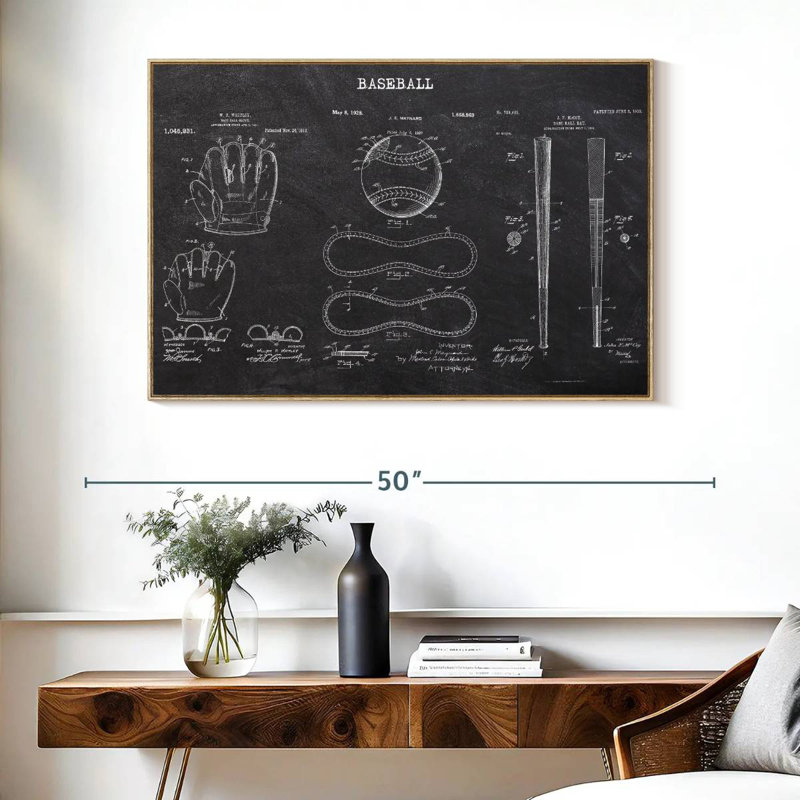 Brevets de baseball, Cadre flottant en bois naturel, 40 po x 27 po