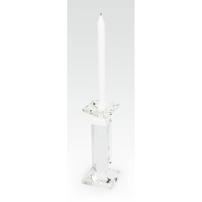 Crystal Tabletop Candlestick, 9.75" H x 4" W x 4" D