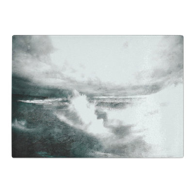 Tempered Glass Crashing Waves Chopping Board