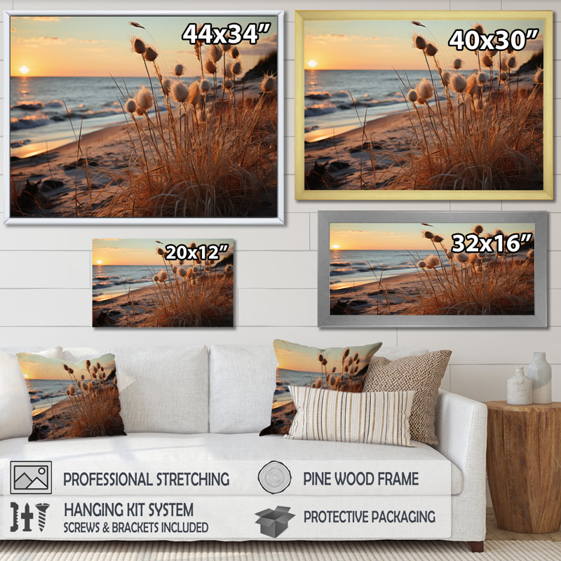 Golden Sands A Mesmerizing II - Landscapes Wall Art Prints, H 34 po x l 44 po x P 1,5 po, Cadre flottant doré