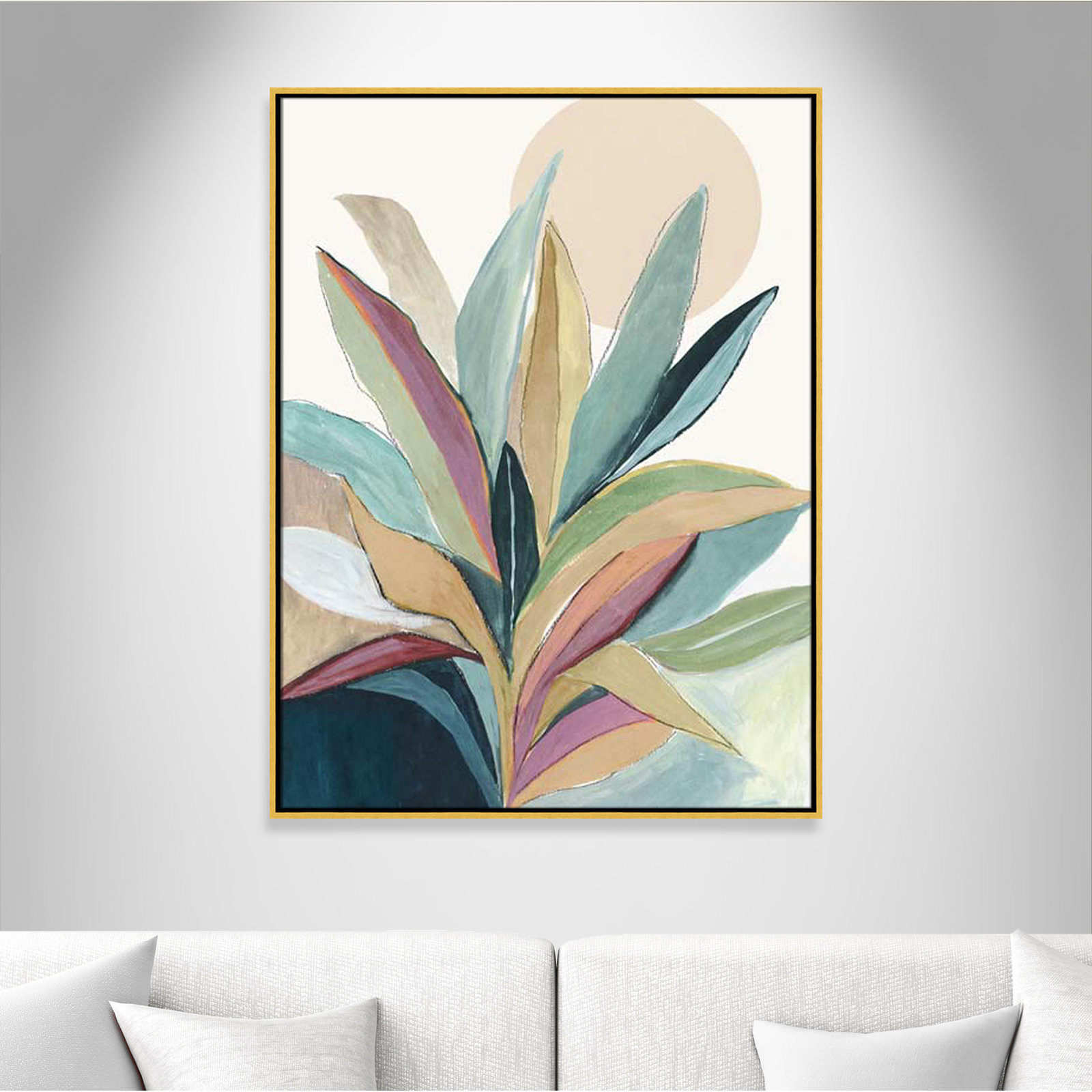 Byer "Sunny Bright Leaves I" Print by Asia Jensen, 41.5" H x 31.5" W x 2" D, Gold Floater Framed, No Mat