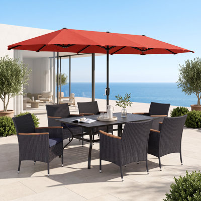 6 - Person Patio Dining Set with Rectangular Table , Cushions Included