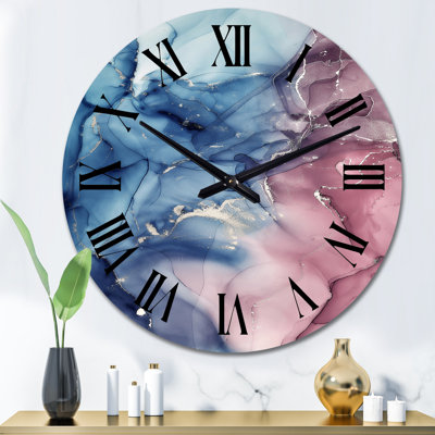Art à l'encre translucide rouge et bleu II - horloge murale moderne
