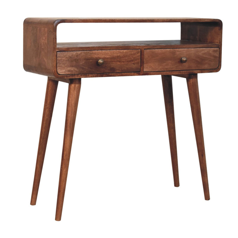 Console en bois massif courbé California, Caramel