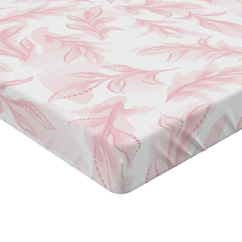Drap-housse Ambesonne, Rose pâle, rosé, blanc / floral, Drap-housse grand