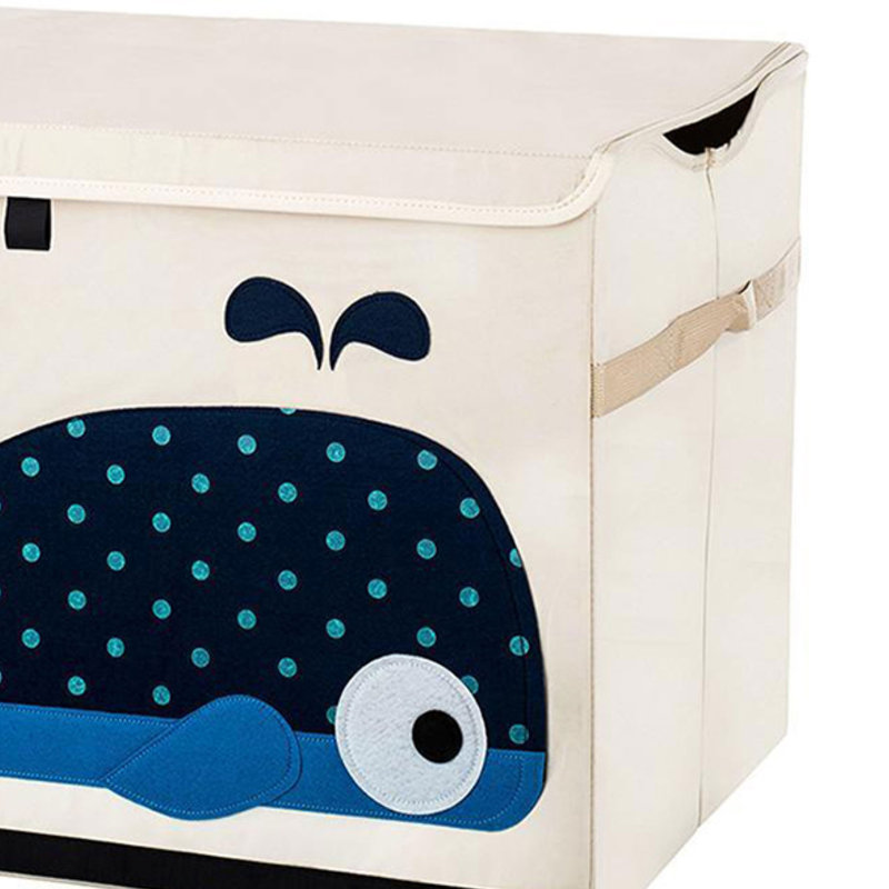 Tan and Blue Whale Polyester Kids Toy Chest