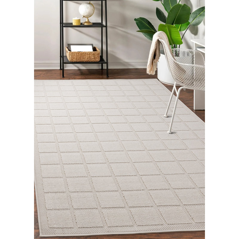 Tapis d'intérieur texturé à carreaux Cano, Rectangle 5 pi 3 po x 7 pi 7 po