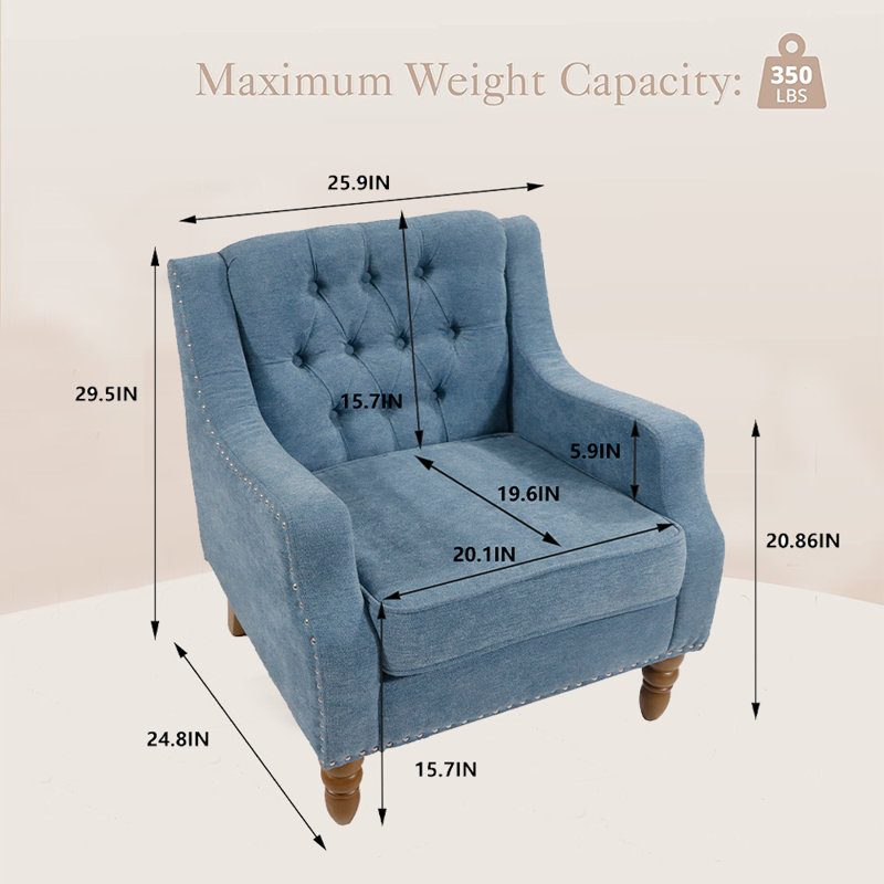 Birdell Upholstered Armchair, Blue 100% Linen