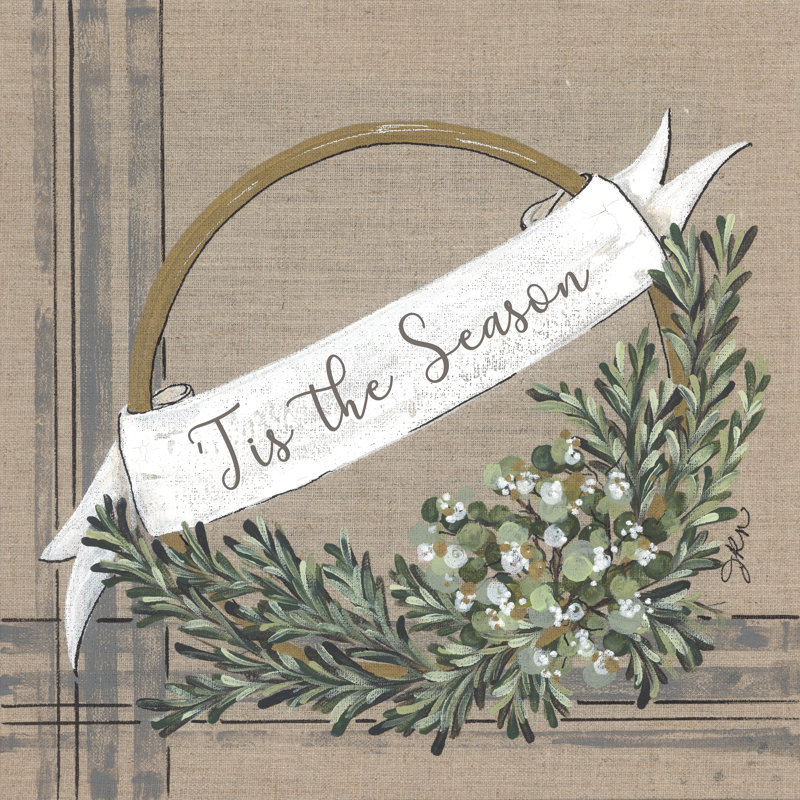 «Tis The Season» par Julie Norkus, peinture, Imprimé avec cadre noir, Oui, H 12 po x l 12 po