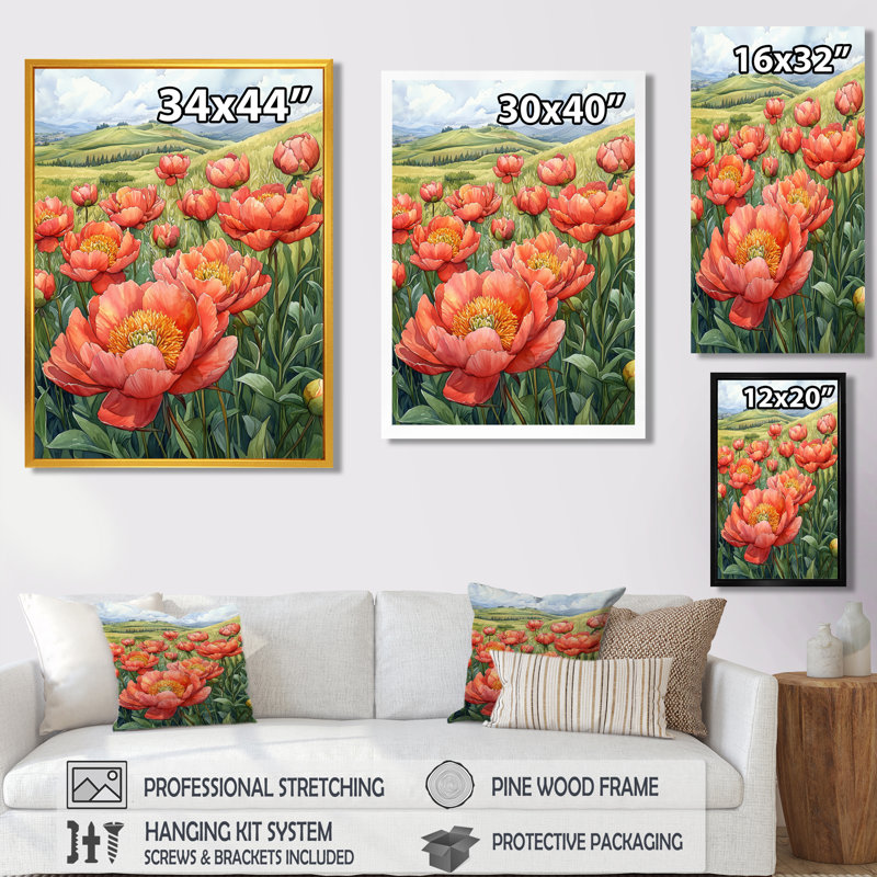 Elyria - art mural floral, H 32 po x l 16 po, Reproduction encadrée sans passe-partout, Doré
