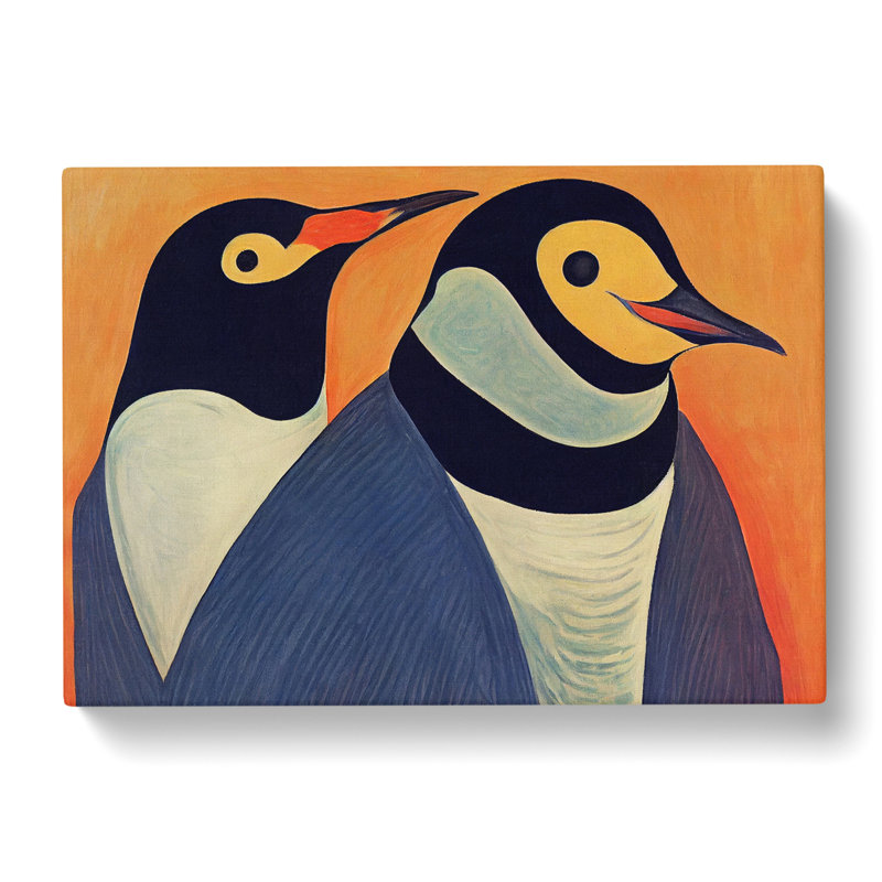 Vintage Penguin Abstract - Wrapped Canvas Painting, 35cm H x 50cm W x 3cm D