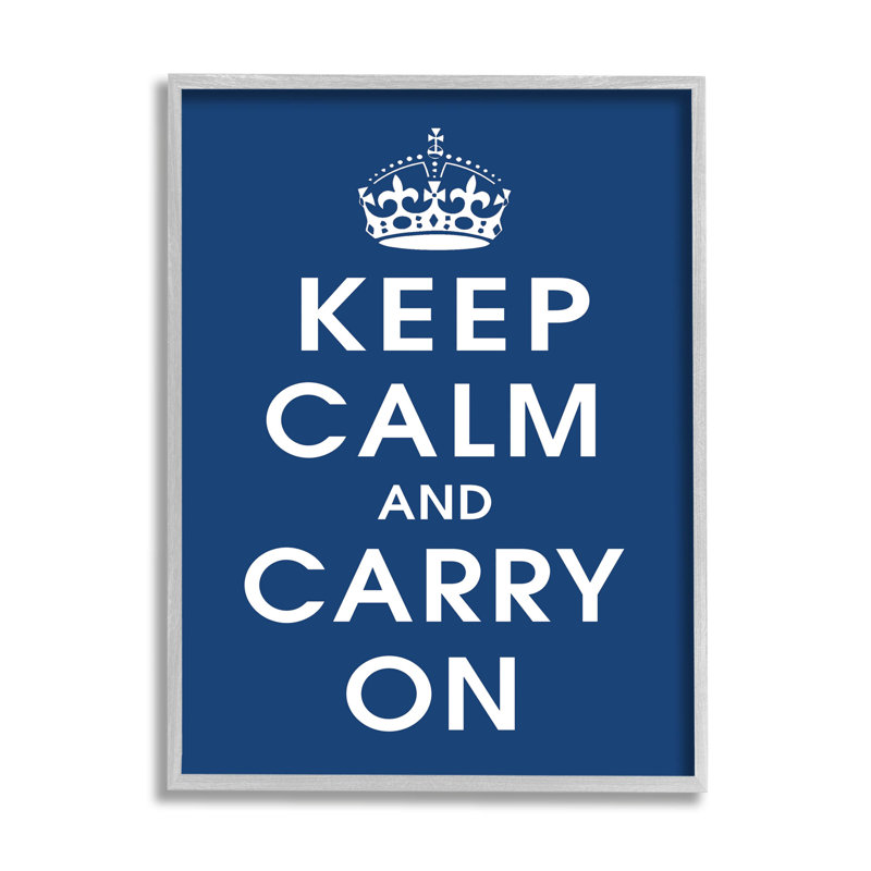 Keep Calm And Carry at-068, H 14 po x l 11 po x P 1,5 po, Estampe numérique Farmhouse
