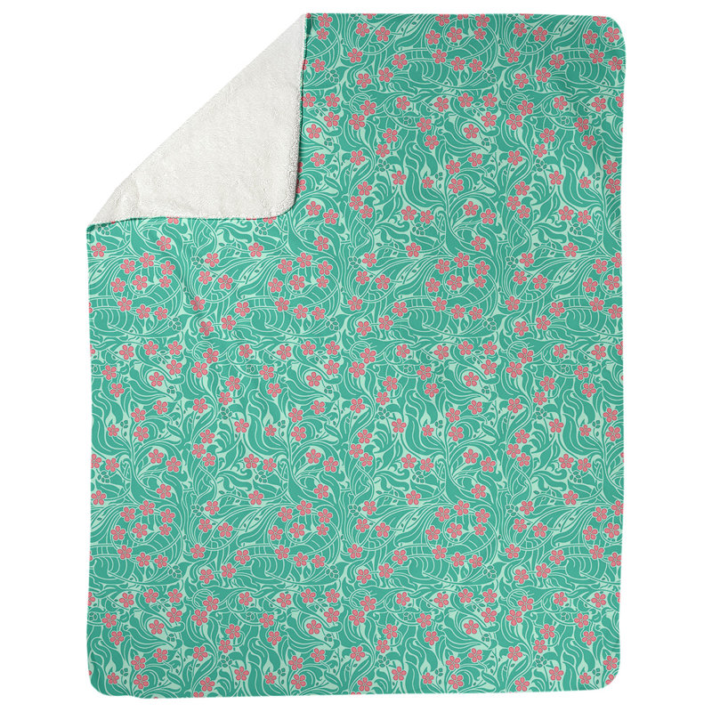Couverture florale Katelyn Elizabeth Swirly, L 52,5 po x L 62,5 po, Vert / rose