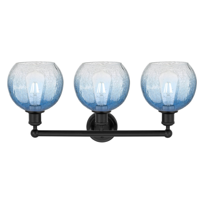 Edison - Appleton - Éclairage pour meuble-lavabo de salle de bain 3 lumières, Noir mat, Bleu saphir