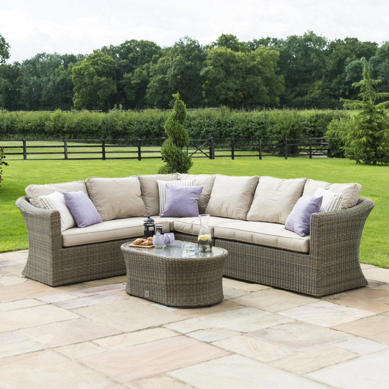 Mombert Large Rattan Corner Sofa Group - with Armchair, Natural