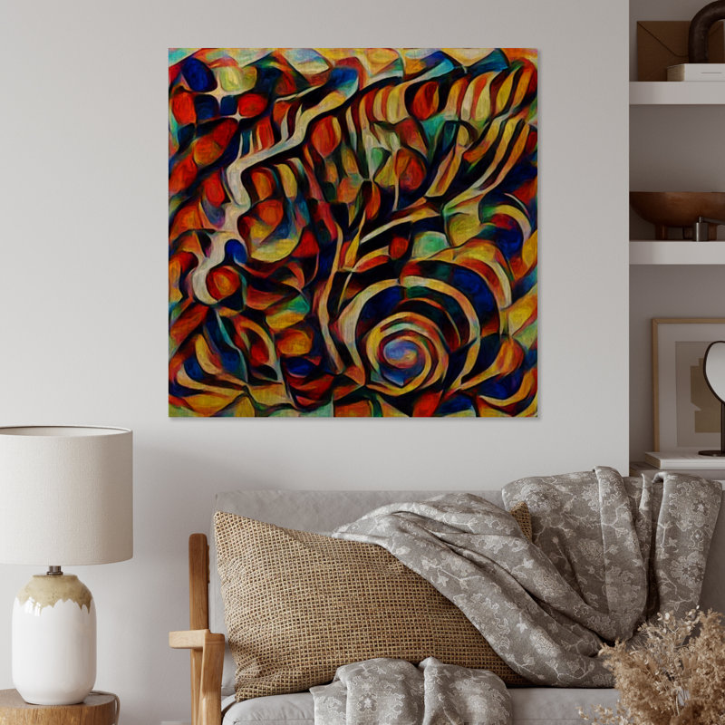 Abstrait, impression d'art mural moderne sur bois, Cadre photo noir, H 16 po x l 16 po x P 1 po