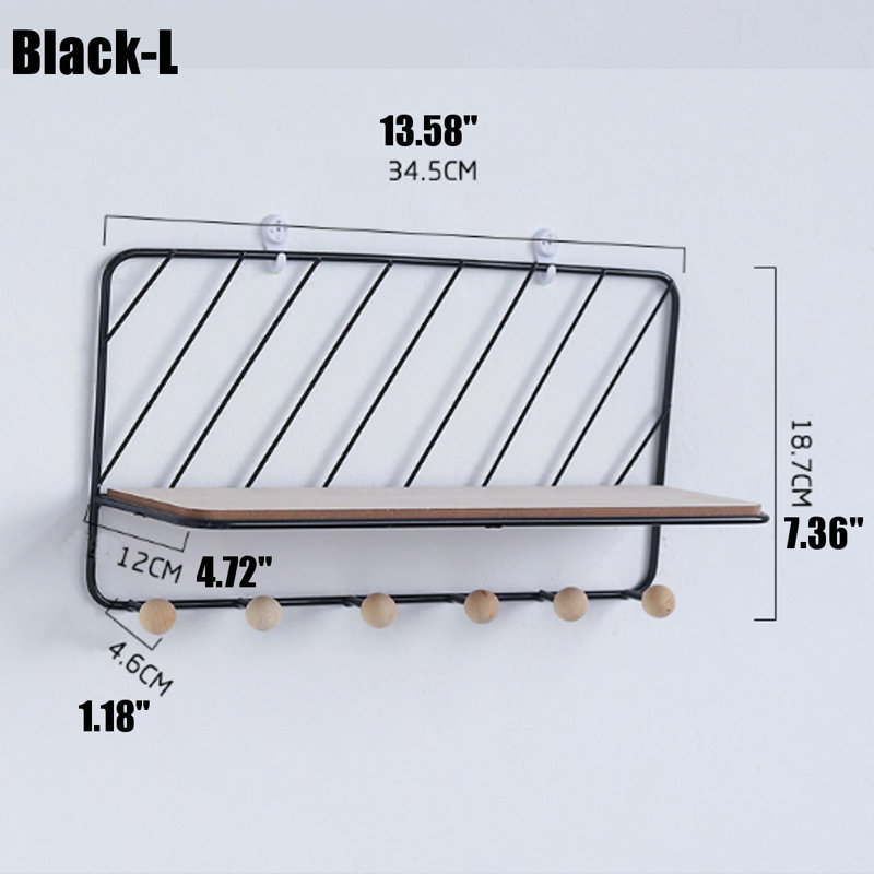 Almeeta Floating Shelf, Black, 12cm H x 34.5cm W x 18.7cm D