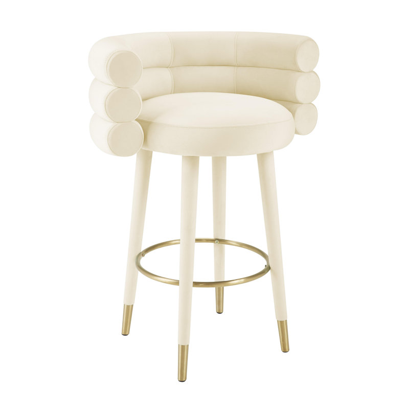 Velours crème Lowther Betty, Tabouret de bar (hauteur du siège : 30,3 po)