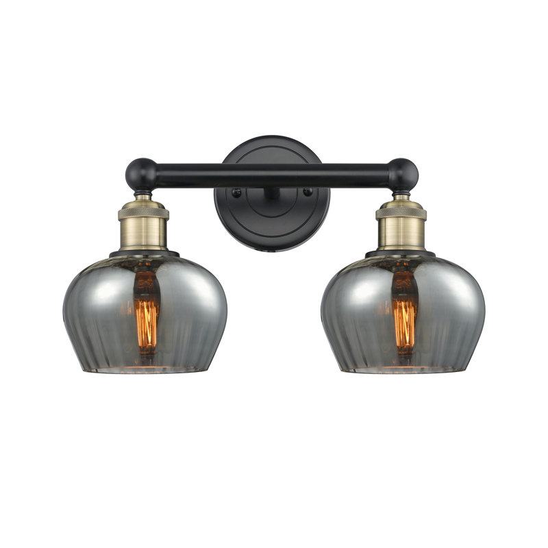 Éclairage pour meuble-lavabo à 2 lumières, Laiton antique noir, Plaqué couleur fumée