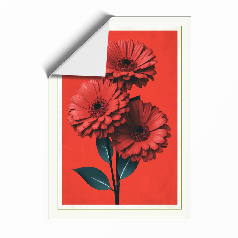 Stacked Daisy Stem Botanical - Framed Print, Unframed, A4 - 29.7 x 21.0 cm