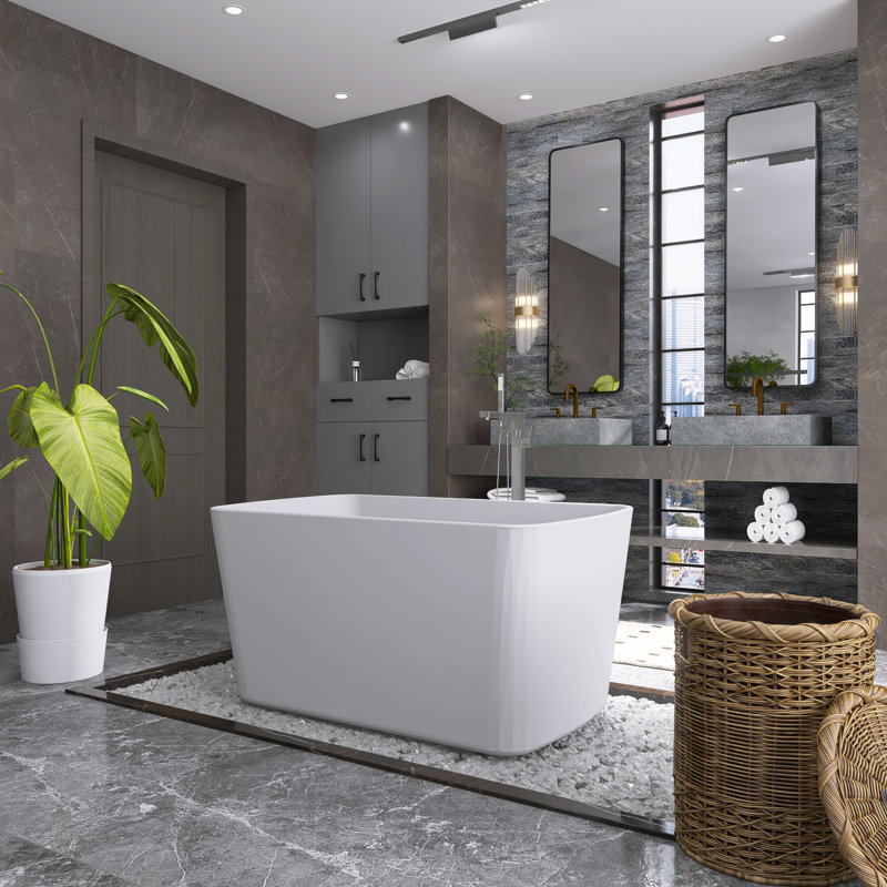 49'' x 27.95'' Soaking Acrylic Bathtub, White